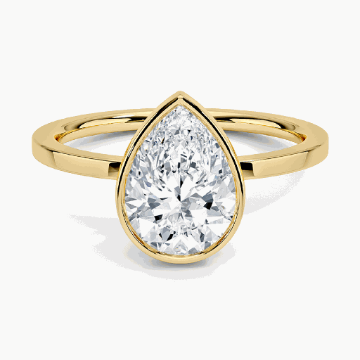  Pear Cut Bezel Set Engagement Ring For Women