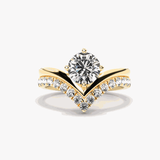 Round Cut Curved Bridal Set Ring For Women