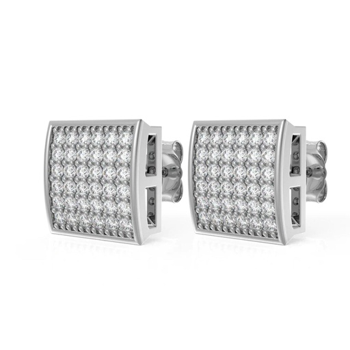 Round Cut Moissanite Square Stud Earrings For Unisex