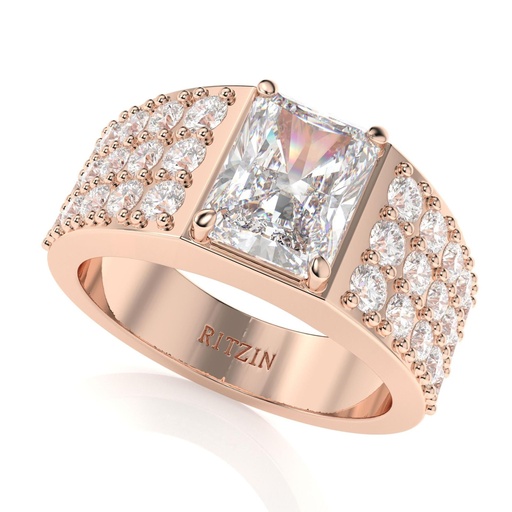 2.00 CT Radiant Cut Eco-Friendly Diamond Men's Ring With Accents Set