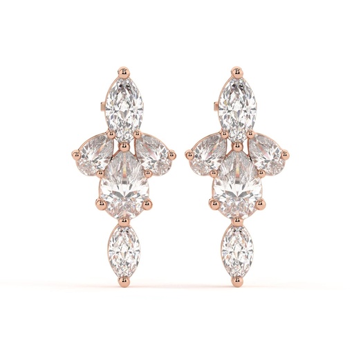  Marquise And Pear Cut Diamond Cluster Big Earrings For Women