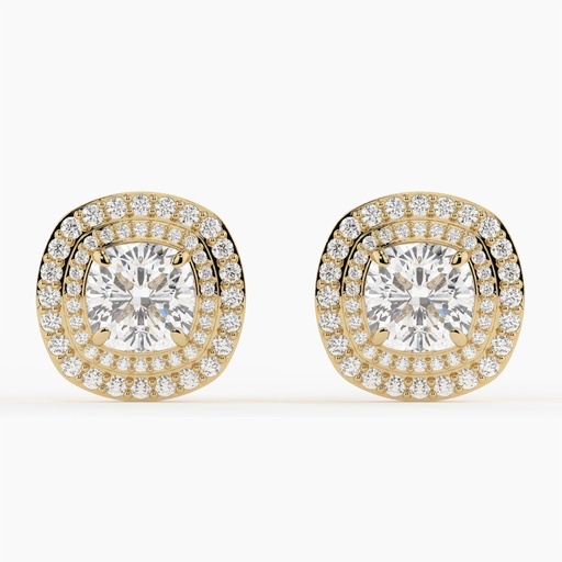 Stylish 14kt rose gold earring with cushion and round cut labgrown diamond trending party wear design