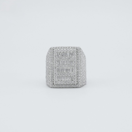 Luxurious and timeless fully iced out 14 KT White Gold Mens lab grown diamond ring with VVS clarity