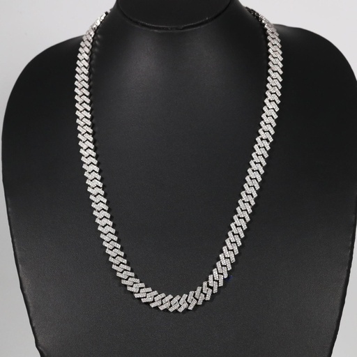 Introducing white gold Cuban chain for hip hop jewelry lovers featuring lab-created round cut diamonds