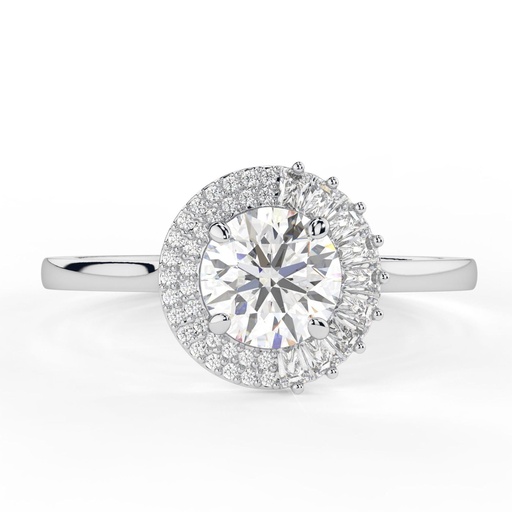 Round Cut Diamond Unique Halo Engagement Ring for Women