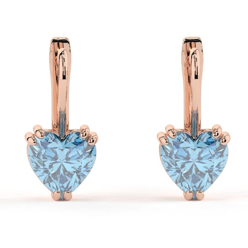 Blue Heart Cut Diamond Dangle Solitaire Earrings For Women