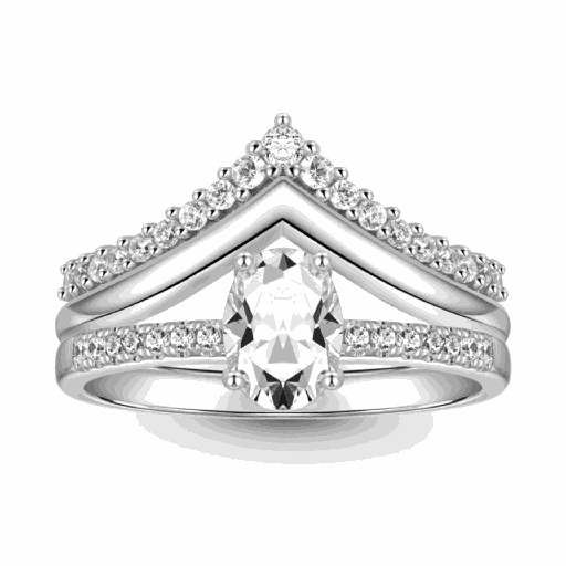  Oval Cut Lab Diamond Bridal Ring Set In White Gold