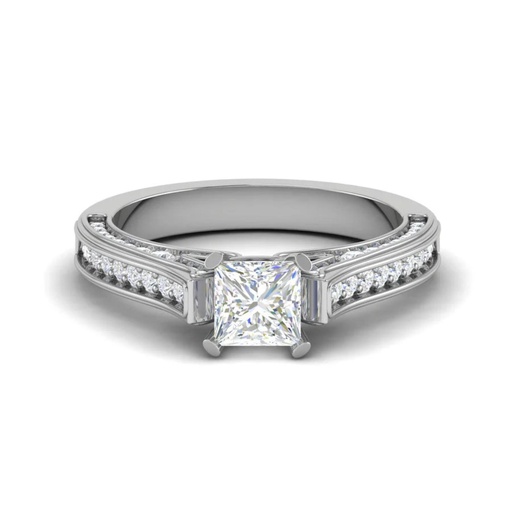  Princess Cut Cathedral Lab Diamond Engagement Ring 