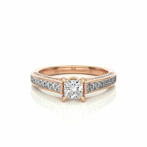  Princess Cut Solitaire With Accent Diamond Engagement Ring For Women
