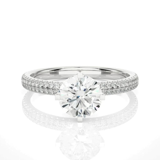  Round Cut Solitaire with Accents Diamond Ring For Women