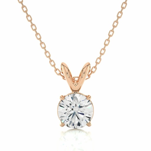  Round Cut 4 Prong Set Solitaire Pendant For Women