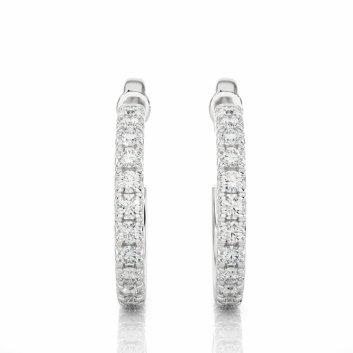 Round Cut Diamond Prong Setting Hoop Earrings For Women