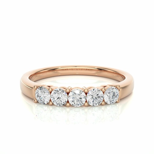  Round Cut Diamond Prong Setting 5 Stone Half Eternity Band For Women