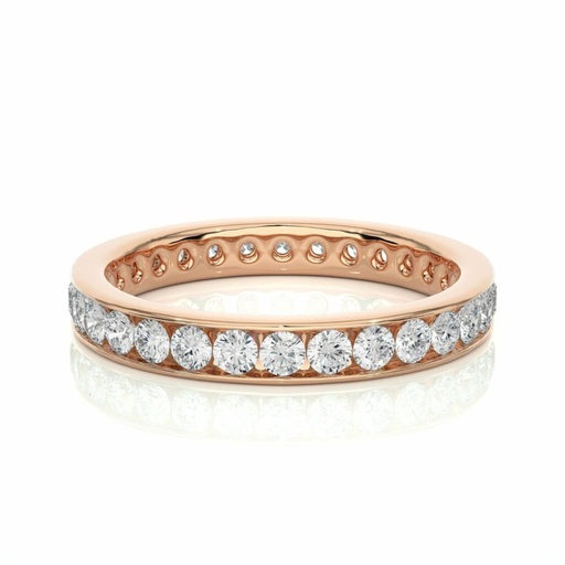  Round Cut Channel Setting Diamond Wedding Band For Women