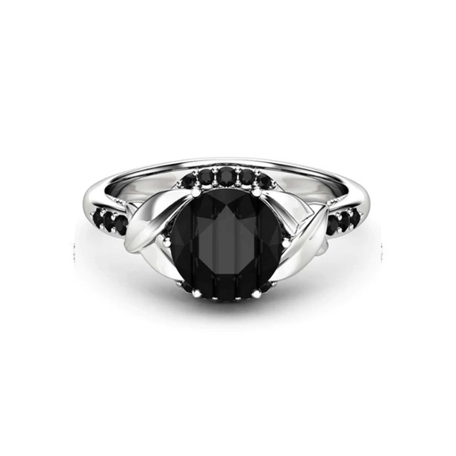  Round Cut Diamond Halo Unique Style Black Diamond Engagement Ring For Women