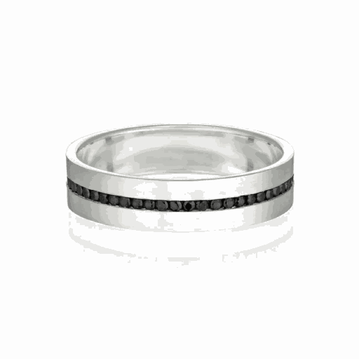 Black Round Cut Diamond Channel Setting Eternity Wedding Band For Men