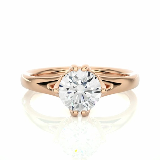  Round Shaped Six Prong Solitaire Diamond Engagement Ring For Women