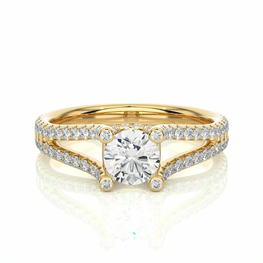  Round Cut  Diamond Split Shank Hidden Halo Anniversary Ring For Women