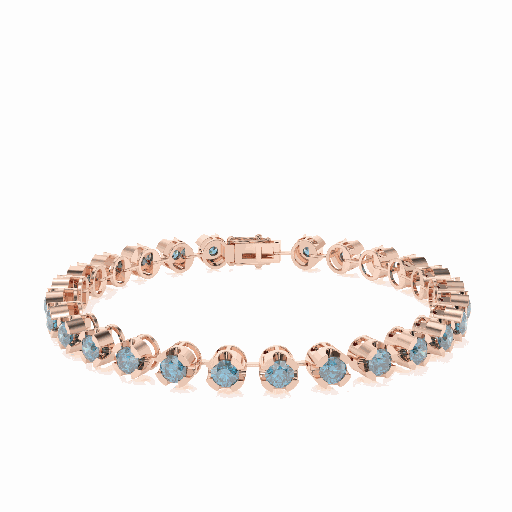 Blue Round stone Sterling Silver Tennis Bracelet For Women