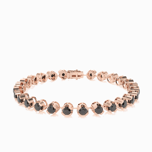 Black Round Cut Diamond Sterling Silver Tennis Bracelet For Women