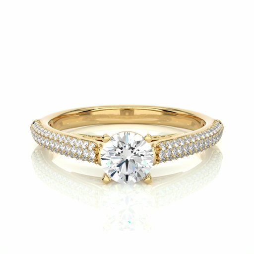  Round Cut Prong Setting Diamond With Accents Engagement Ring For Women