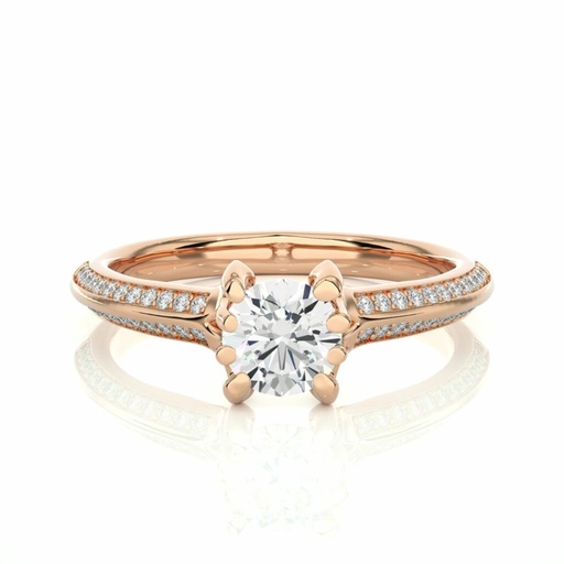  Round Cut 6 Prong Diamond Engagement Ring With Side Accents For Women