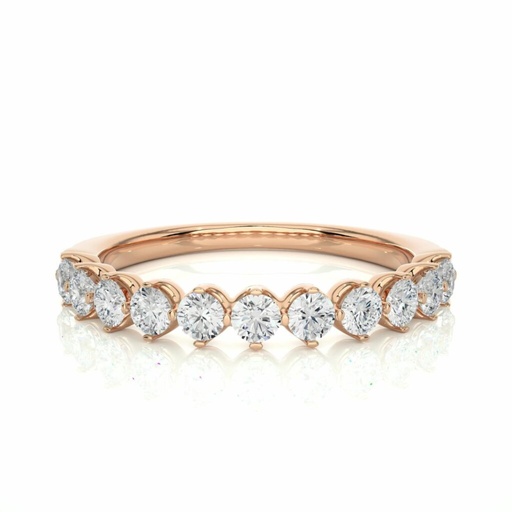 Round Cut Basket Setting Diamond Half Eternity Band For Women