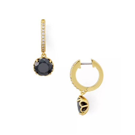 Round Cut Prong And Channel Setting Black And White Diamond Drop Earrings