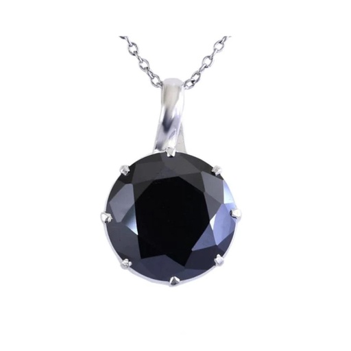  Round Cut Diamond Solitaire Prong Setting Black Diamond Pendant For Women