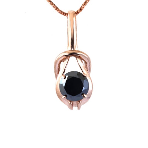  Round Cut Prong Setting Black Diamond Pendant For Women