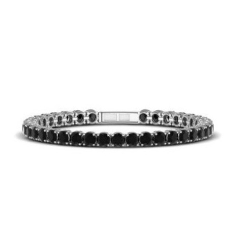 4.00 mm Round Cut Prong Setting Black Diamond Tennis Bracelet For Women