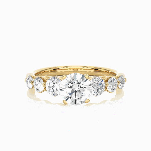 Round Shape 7 Stone Basket Setting Diamond Engagement Ring