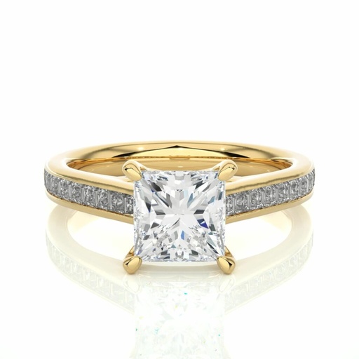  Princess Cut 4 Prong Channel Setting Diamond Ring 