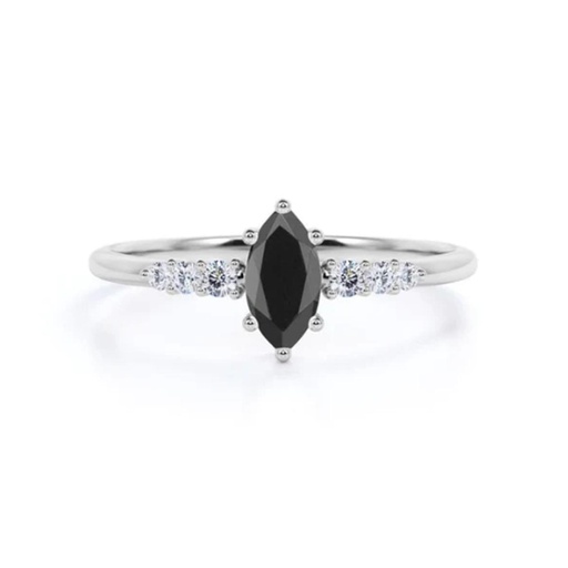 Marquise Cut Stone Black & White Diamond Ring