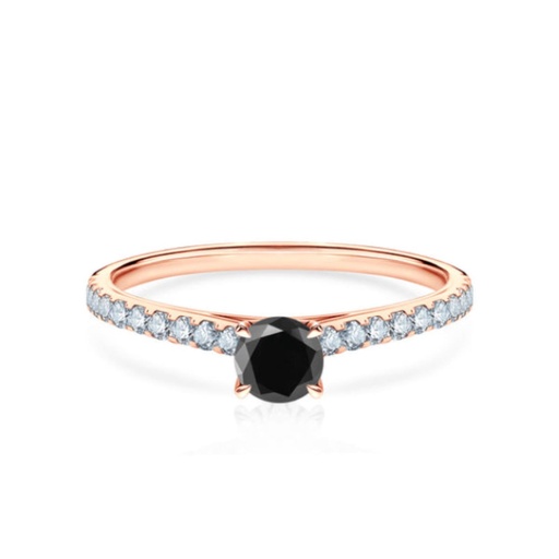  Round Cut 4 Prong Black And White Diamond Wedding Ring
