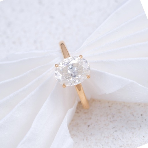 Prongs Setting Classic Design Real Oval Cut  Diamond Ring