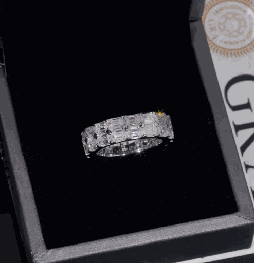 New Arrival Classic Men Jewelry Two Rows Emerald Cut Eternity Ring For Men