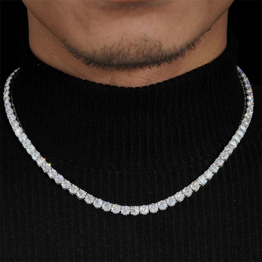 Stunning 16 inch 6 mm all white vvs clarity passed tester tennis chain