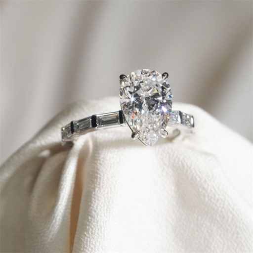 Pear Cut Diamond Hidden Halo Engagement Ring for Women