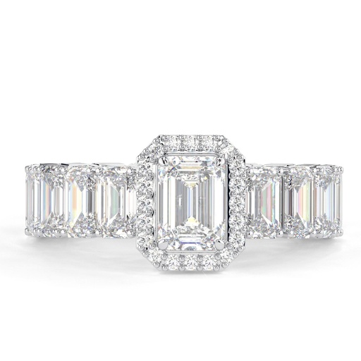 Emerald Cut Diamond Halo Vintage Engagement Ring for Women