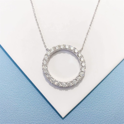 Round Cut Diamond Circle Style Necklace For Women