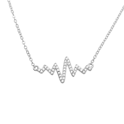 Round Cut Diamond Heartbeat Unique Style Necklace For Women