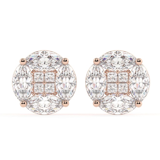 Marquise And Princess Cut Diamond Stud Heavy Earrings For Women