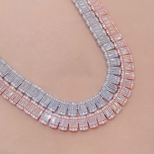 Round And Baguette Diamond Chain For Men