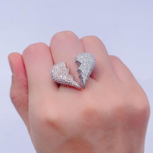 Rose Gold Two-Tone  Hip Hop Broken Heart Ring