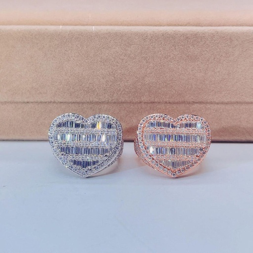 Round And Baguette Heart Shape Diamond Hip Hop Ring for Women