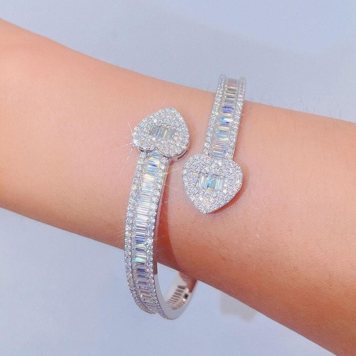 Round And Baguette Diamond Hip Hop Bracelet For Women