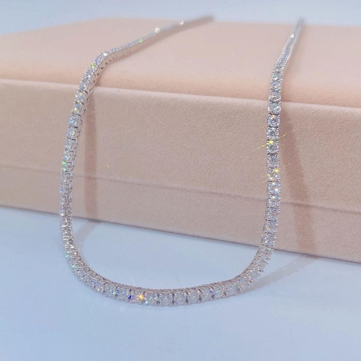 Hot Sell Hip Hop  Tennis Chain White Gold Plated Over Sterling Silver 925