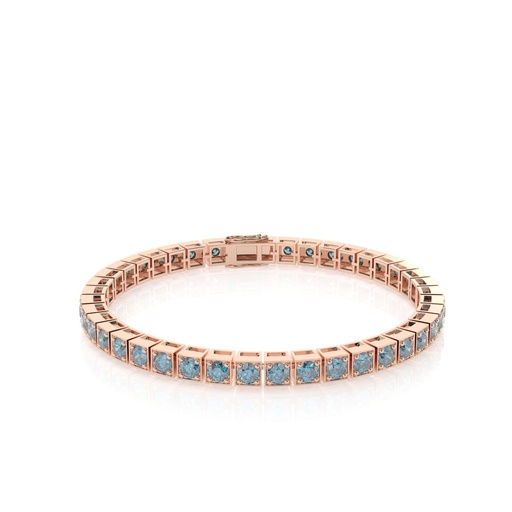 Blue Round Stone Sterling Silver Tennis Bracelet For Women