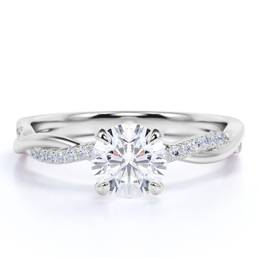  Round cut Moissanite and Diamond infinity multi-stone Engagement Ring in 10k White Gold